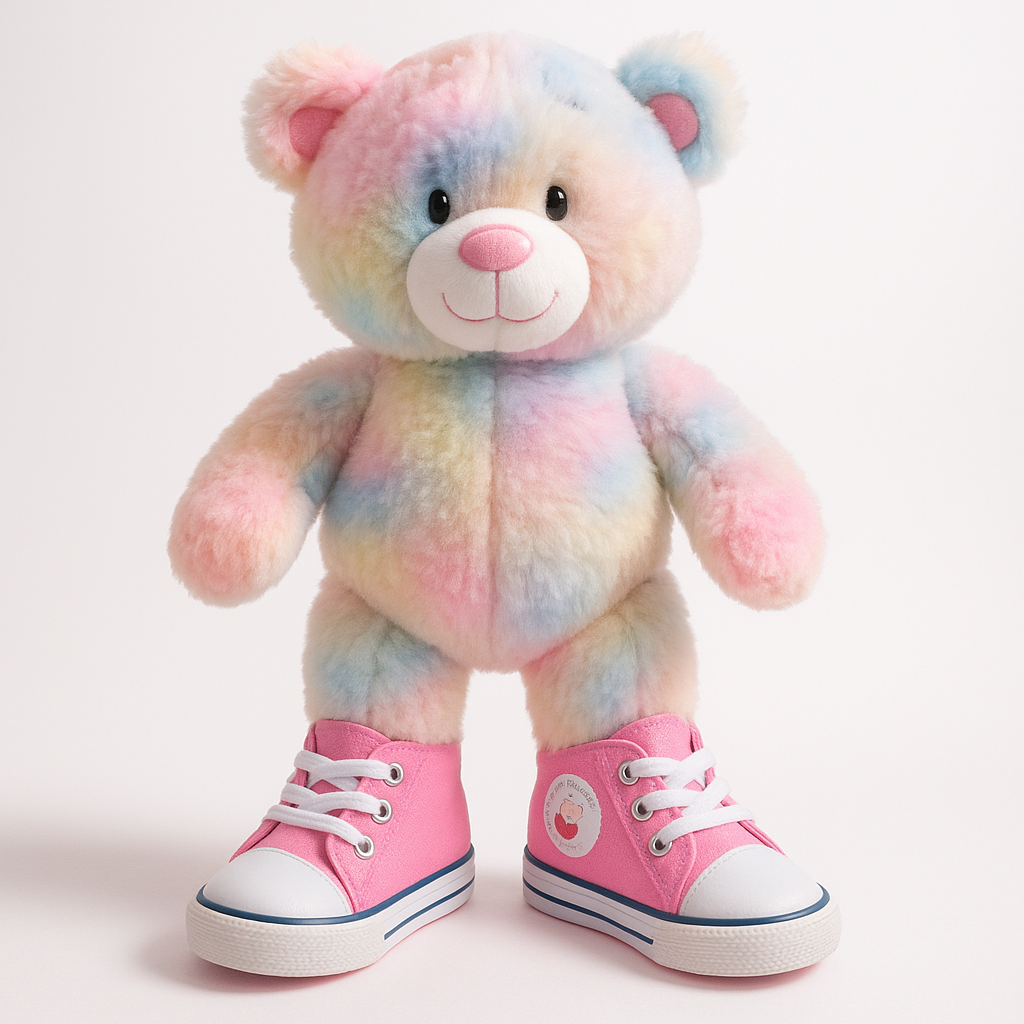 Rosa Schuhe als Zubehör für Stofftier