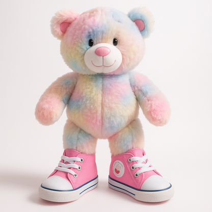 Rosa Schuhe als Zubehör für Stofftier